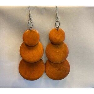 Earrings Brown  Dangle Teardrop
Wooden Boho Modern Round Hippie
Statement NEW